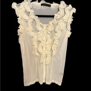 The Limited Cream Ruffled Bib Collar Blouse